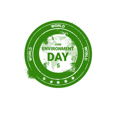 World Environment Day Stamp Icon Ecology Protection Holiday Logo Vector Illustration