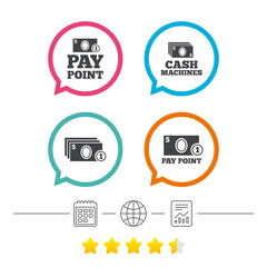 Cash and coin icons. Money machines or ATM.