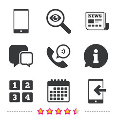 Phone icons. Call center support symbol.