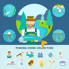 Fishing Icons Collection Background