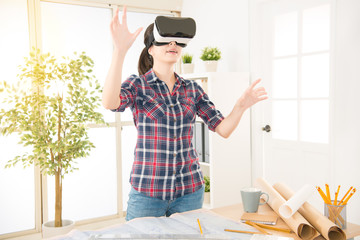 architect woman using VR to design