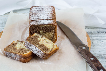 Homemade chocolate marble cake Zebra