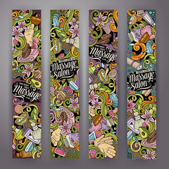 Cartoon doodles Massage salon 2 horizontal banners