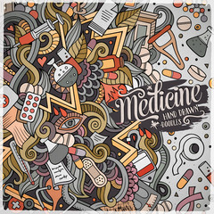 Fototapeta na wymiar Cartoon cute doodles Medical frame