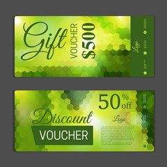 Gift voucher template. Can be use for shopping cards, discount coupon, banner, discount card , web design and other. Vector illustration. Abstract design
