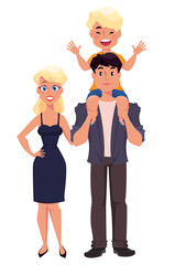 Father, mother and son, happy family. Happy Families day greeting card. Vector illustration.