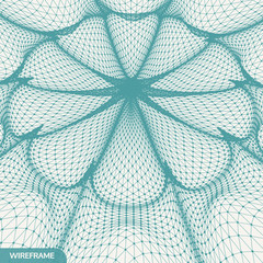 3d Perspective Grid Background. Abstract Geometric Illustration. Connection Structure. Futuristic Technology Style.