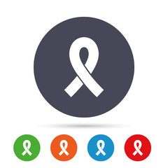 Ribbon sign icon. Breast cancer awareness symbol.