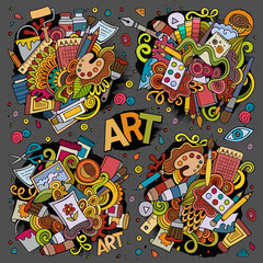 Obraz premium Art and paint materials hand drawn doodles design