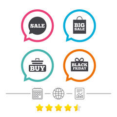 Obraz premium Sale speech bubble icons. Buy cart symbol.