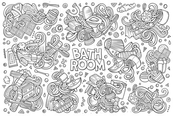 Fototapeta premium Vector set of Bathroom doodles designs