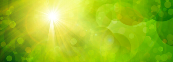 Abstrakter grüner Hintergrund mit Sonne - obrazy, fototapety, plakaty