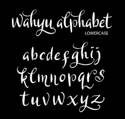 Wahyu vector alphabet lowercase characters. Good use for logotype, cover title, poster title, letterhead, body text, or any design you want. Easy to use, edit or change color. 
