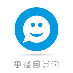 Smile face sign icon. Smiley symbol.