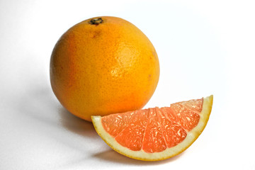 Closeup of grapefruits on a white background