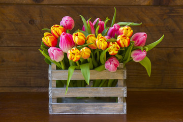 tulips in a box