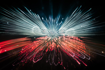 Obraz premium Abstract style colorful photo of fireworks. Artistic, blurry, colorful look.