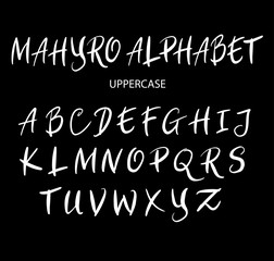 Mahyro vector alphabet uppercase characters. Good use for logotype, cover title, poster title, letterhead, body text, or any design you want. Easy to use, edit or change color. 
