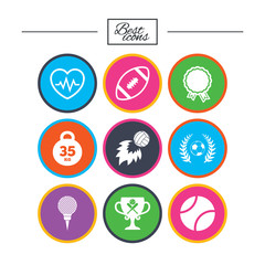 Sport games, fitness icon. Football, golf.