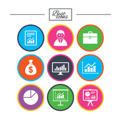 Statistics, accounting icons. Charts signs.