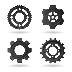 Gear wheels icons set
