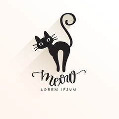 Black Cat Logo Template : Vector  Illustration