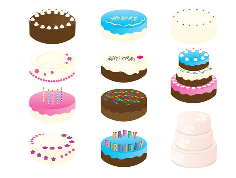 Birthday Cake Clipart - 11 Cake Illustration - wedding Cake digital file - printable cakes
