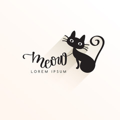 Black Cat Logo Template : Vector  Illustration