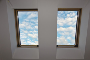 sky, clouds, roof window