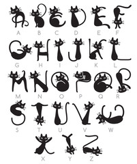 Black Cat Alphabet Set : Vector Illustration - 152318185