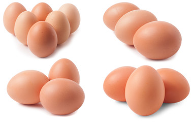 Eggs isolated on white background. Set or collection
