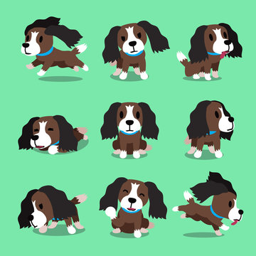 Set of cartoon character cute dog poses