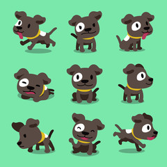 Vector cartoon character cute dog poses set