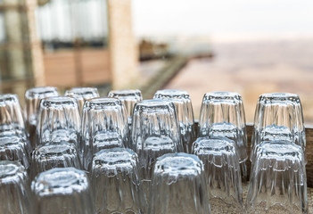 Abstract empty of glasses, color background