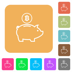 Bitcoin piggy bank rounded square flat icons
