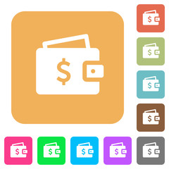 Fototapeta premium Dollar wallet rounded square flat icons