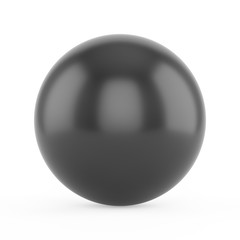 3d rendering black sphere on white background