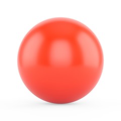 3d rendering red sphere on white background