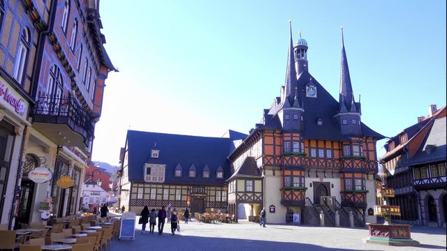 Wernigerode Marktplatz mit Rathaus Harz Deutschland
