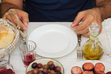portuguese appetizer on white wooden background