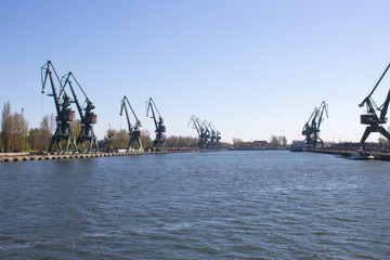 Fototapeta na wymiar Shipyard view from the river
