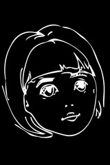 vector sketch of a beautiful little blonde girl