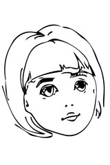 vector sketch of a beautiful little blonde girl