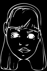 vector sketch of a beautiful blonde teen girl