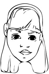 vector sketch of a beautiful blonde teen girl