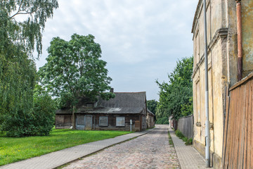 Empty street in old city of Daugavpils, Latvia.