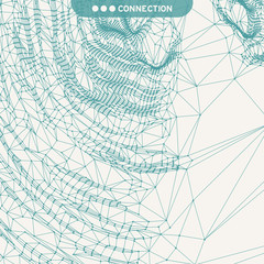 Cobweb or spider web. Network abstract background. Connection Structure. 3D technology style. Wireframe vector illustration.