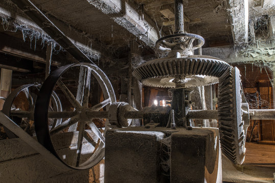 Old machinery of abandoned factory from the inside
