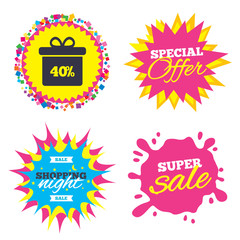 40 percent sale gift box tag sign icon.