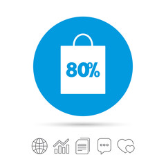 80 percent sale bag tag sign icon.